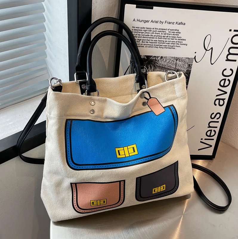 

CFUN YA Casual Tote Bag Women Handbag Large Capacity Canvas Totes Shoulder Bags Crossbody Pack Pursue Summer Holiday Girls Pack
