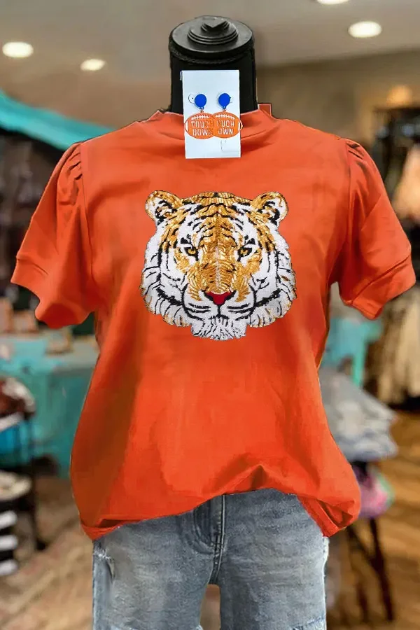 

Женская футболка с принтом тигра и блестками, Повседневная Винтажная футболка с коротким рукавом и круглым вырезом