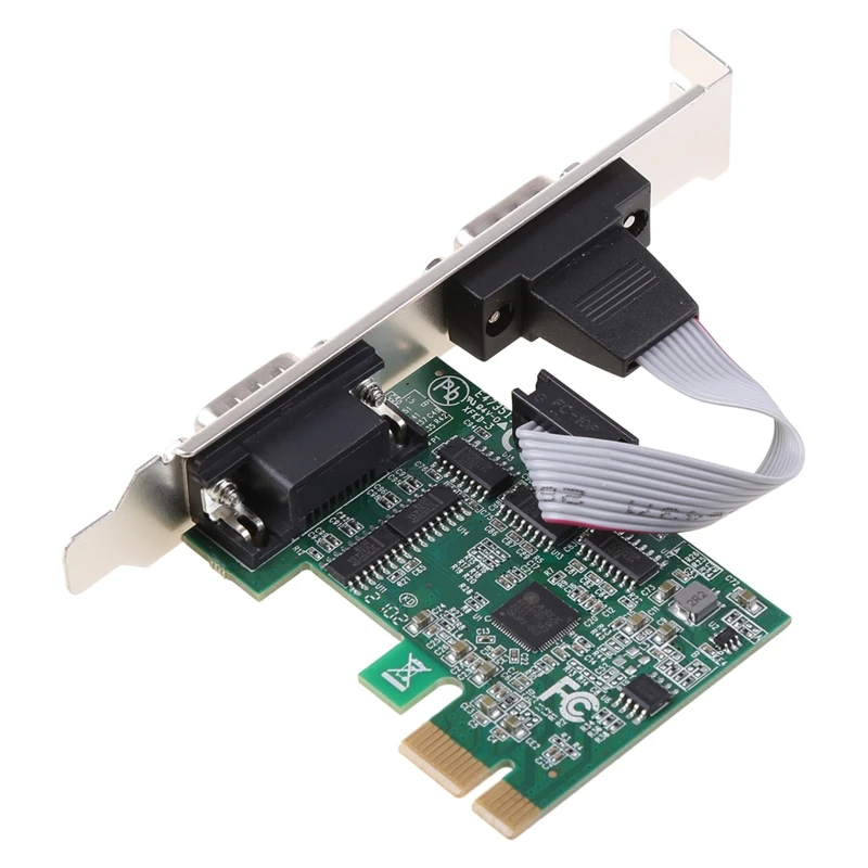 

PCIe Dual Serial Expansion Card Chip AX99100 2 Port Industrial DB9 COM RS232 Converter Adapter Controller for Desktop PC