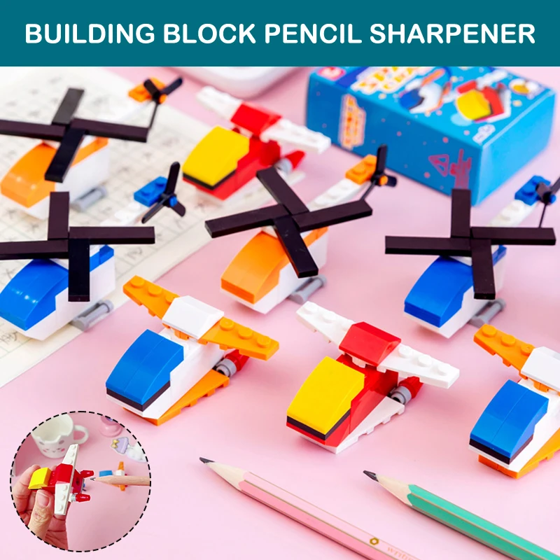 

1pcs DIY Cartoon Building Block Pencil Sharpener Student Creative Stationery Kindergarten Puzzle Assembled Penknife Sharpener