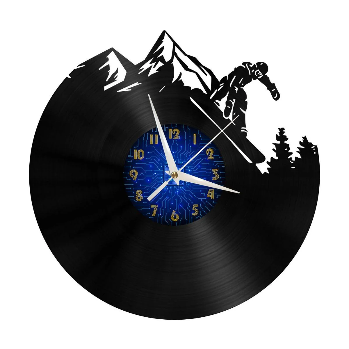 

Skiing 4 Vinyl Wall Clock, Vinyl Record Clock Wall Art Silent & Non-ticking