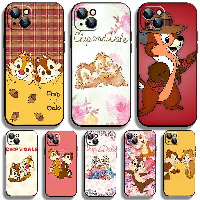 

Disney Cute Bunny Chip Black Phone Case For Apple iPhone 14 13 12 11 Pro Max Mini XS Max X XR 7 8 Plus Cover