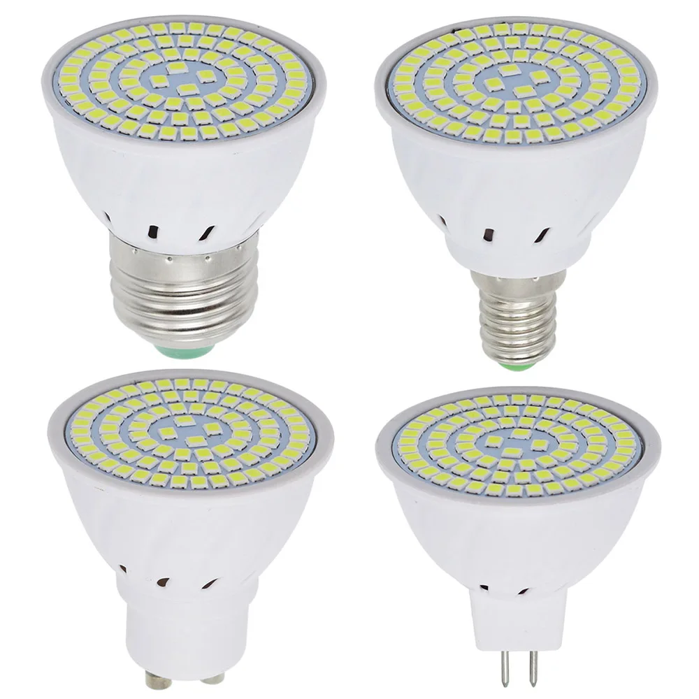 5Pcs 2W 3W 4W E27 GU10 LED Lamp MR16 E14 Lampada 48 60 80LEDs Spotlight Bombillas SMD 2835 220V Bulb Lighting Cold/Warm White