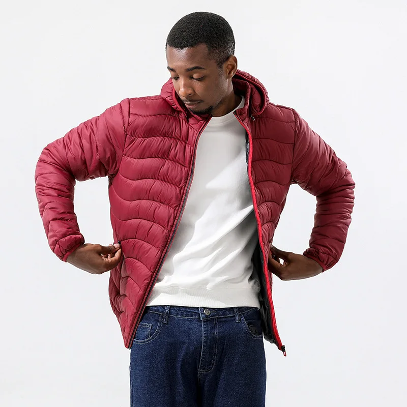 Men's Padded Light Hooded Jacket Pork Ribs Jacket