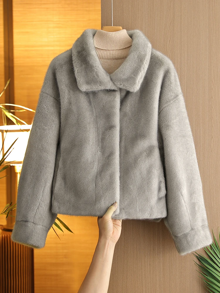 Женская зима 2024 коричнево-зеленое меховое кашемировое белье для молодых мам