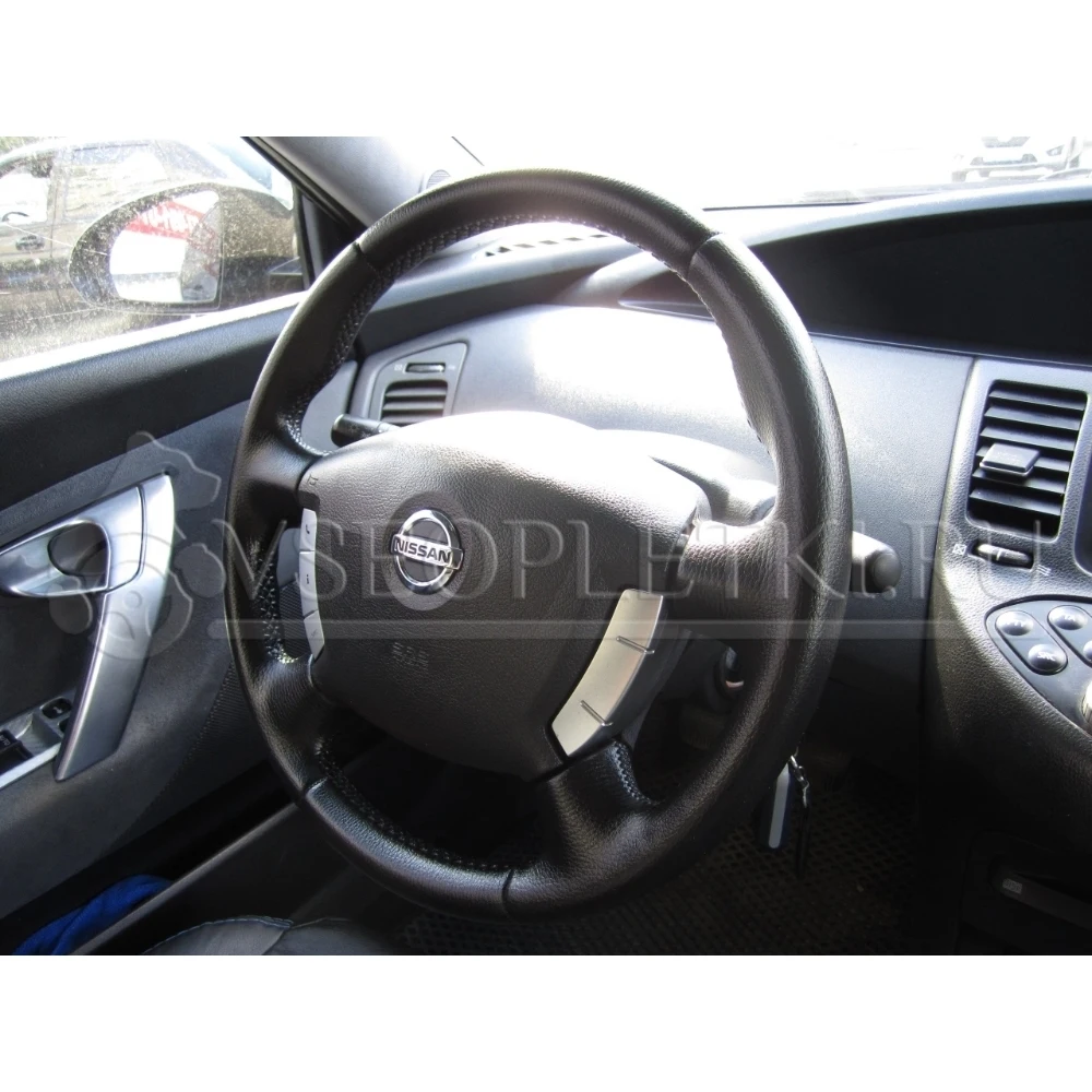 Оплетка на руль &quotNissan Primera" (Ниссан Примера) для кожаного руля - черная