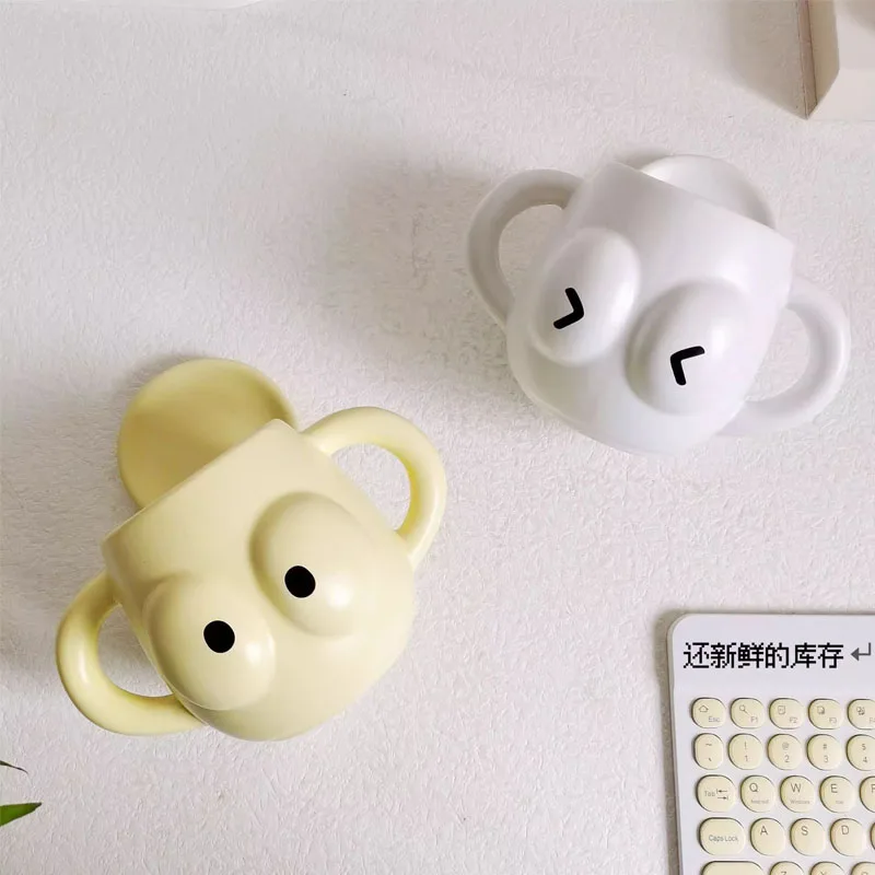 

Cute Hand Painted Ceramic Expression Cup Mug Birthday Gift for Friend High Beauty Breakfast Milk Cup Home Decoration Accessories