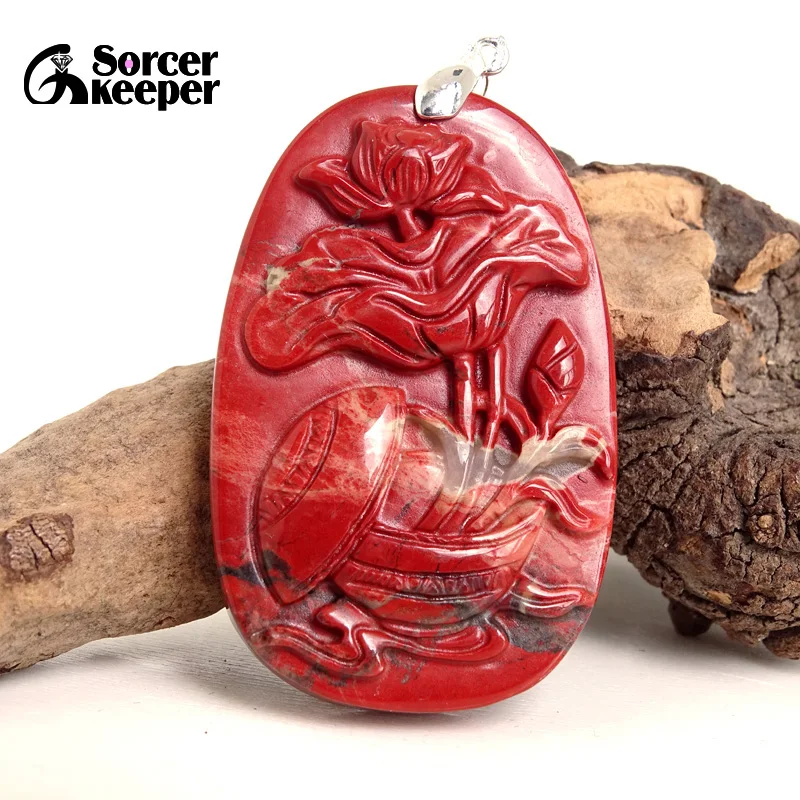 1 шт. ручная работа цветок лотоса натуральная красная яшма искусственная для