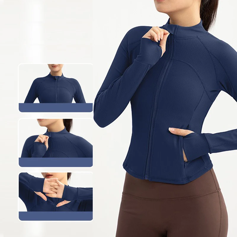 Спортивные куртки Aiithuug с открытой спиной усовершенствованная ребристая ткань