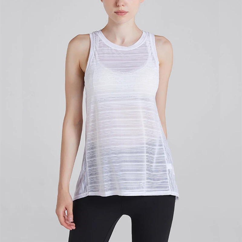

Women Yoga Shirts Thin Loose Sport Vest Mesh Breathable Running Sleeveless T-shirt Quick Dry Gym Fitness Tank Tops Blouse Female