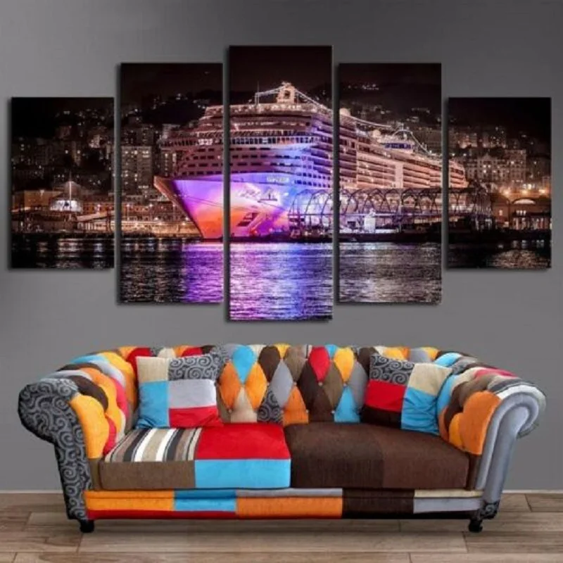 

Cruise Ship canvas wall print brand new 5 Pcs Canvas Picture Print Wall Art Canvas Painting Wall Decor for Living Room No Framed