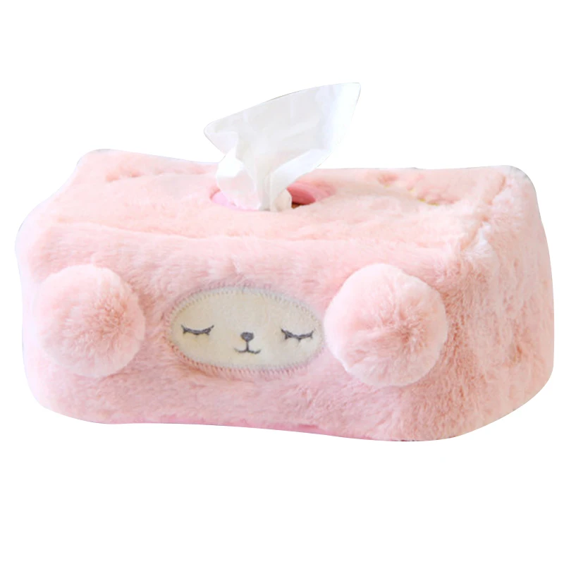 

Plush Cartoon Sheep Tissue Box Cover Car Livingroom Bedroom Stuffed Tissue Organiseurs Easy Assemble Holder Tissue Box Cover