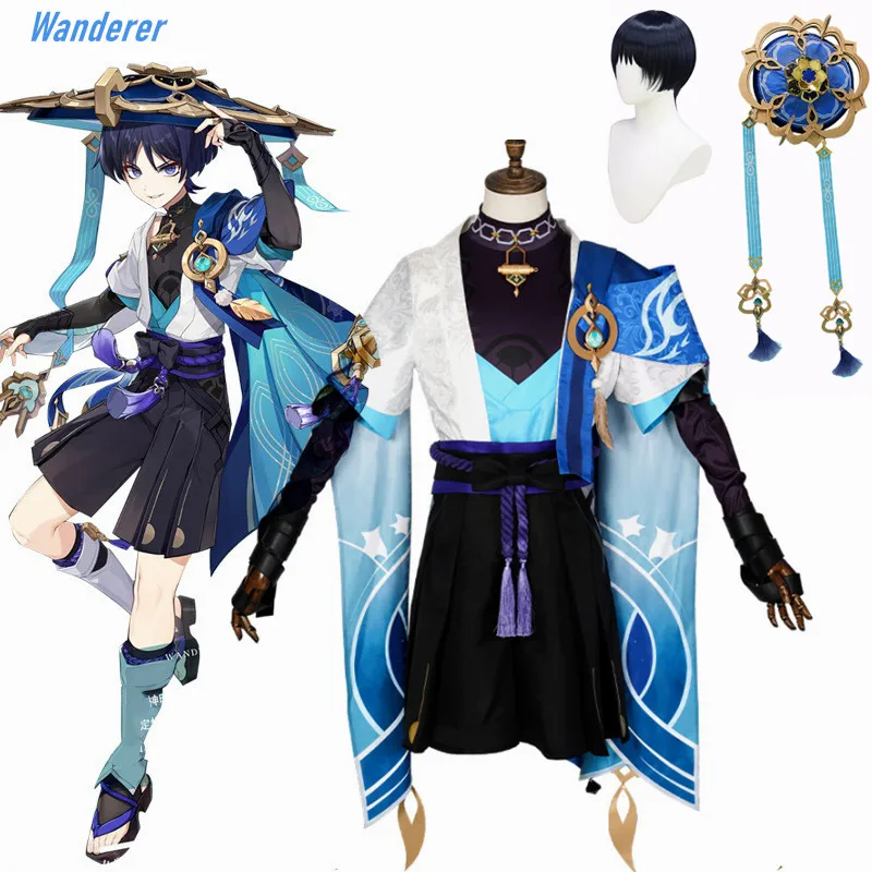 

High Quality Genshin Impact New Skin Wanderer Balladeer Cosplay Costume Kunikuzushi Scaramouche Sumeru Anemo Balladeer Cosplay