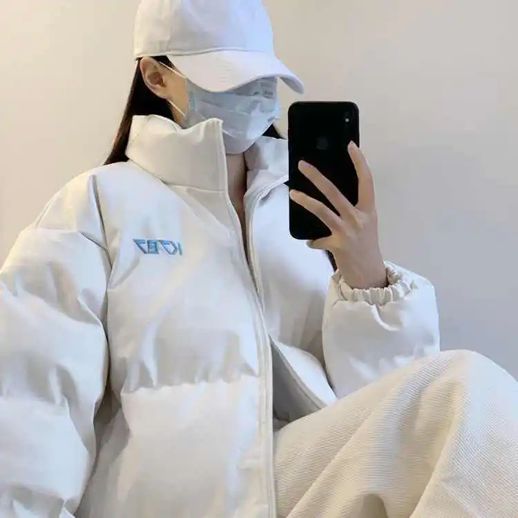 2023 New Women Three Smell Fish Fish Korean Drama PU Leather Coat Cotton-Padded Jacket Female Winter Thicken Thermal Loose