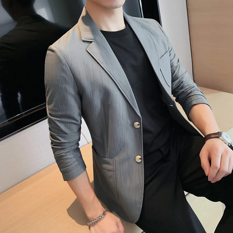 

2022 summer new suit men's business casual jacket Korean version slim pocket men's thin suit african blazer men