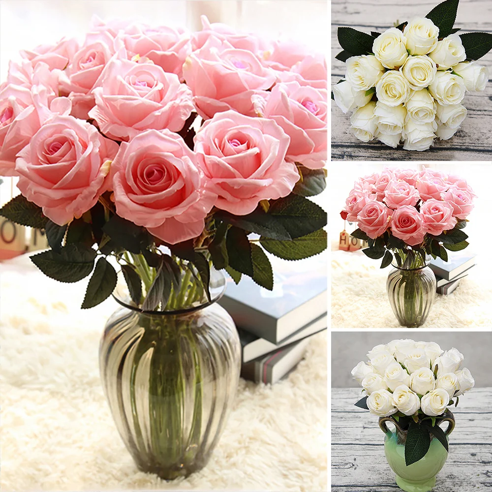 

18pcs/lots Artificial Rose Flowers Silk cloth Flower for Home Party Decoration Wedding Bouquet Flowers Fall Decor Fake Flowers