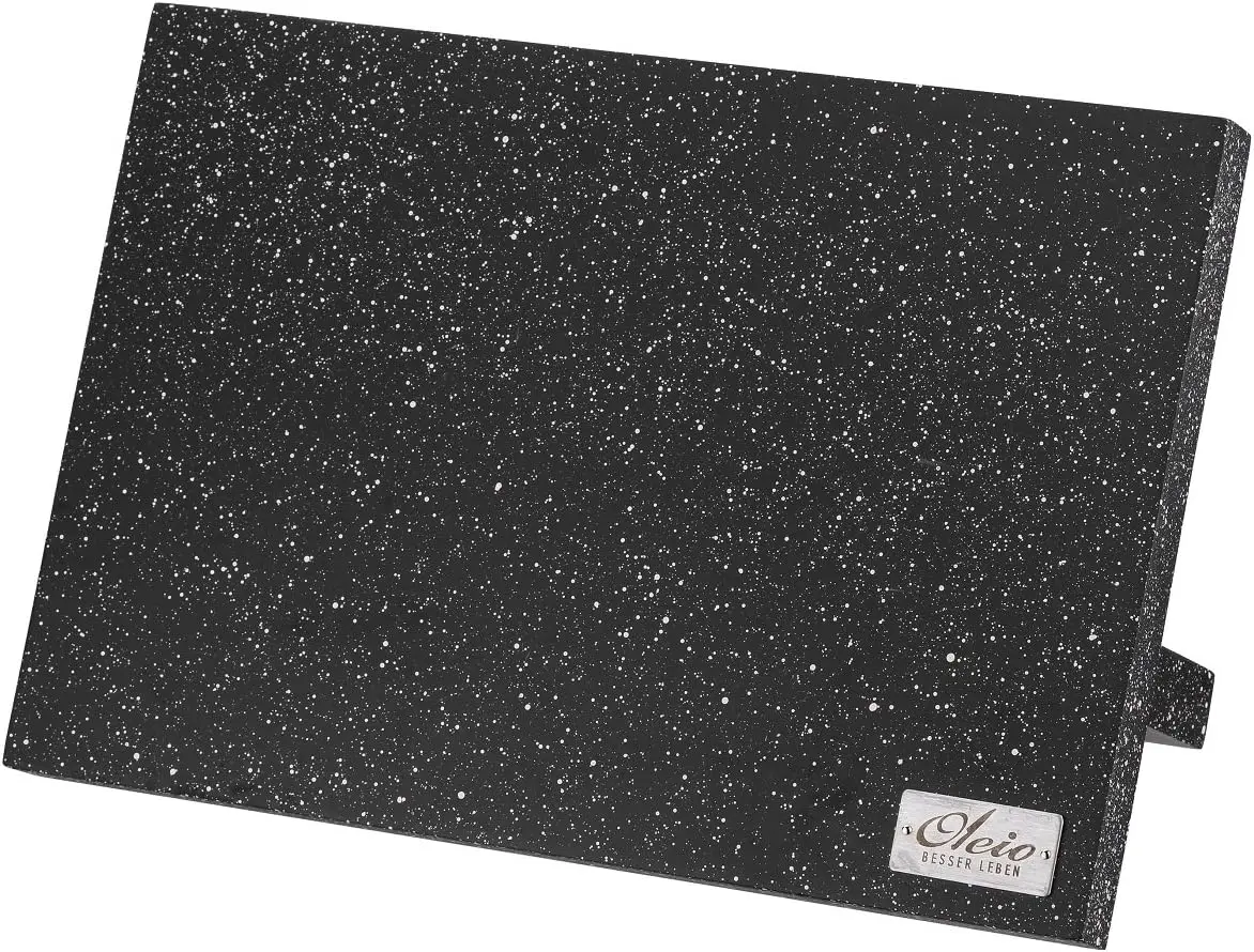 

board black in marble optic I made of wood knife block for all metal kitchen knives and chef's knives (w/o knives)