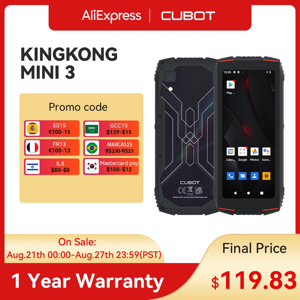 Cubot KingKong MINI 3 Smartphone 4.5" Helio G85 Octa-Core 6G