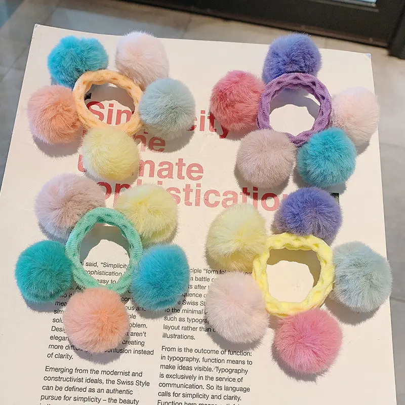 

Hair Band Korean Fashion Ball Hair Ring Women Girls Hair Tie Rope Elastic Rubber Band Scruchies Bunny Accessories Hair Bands