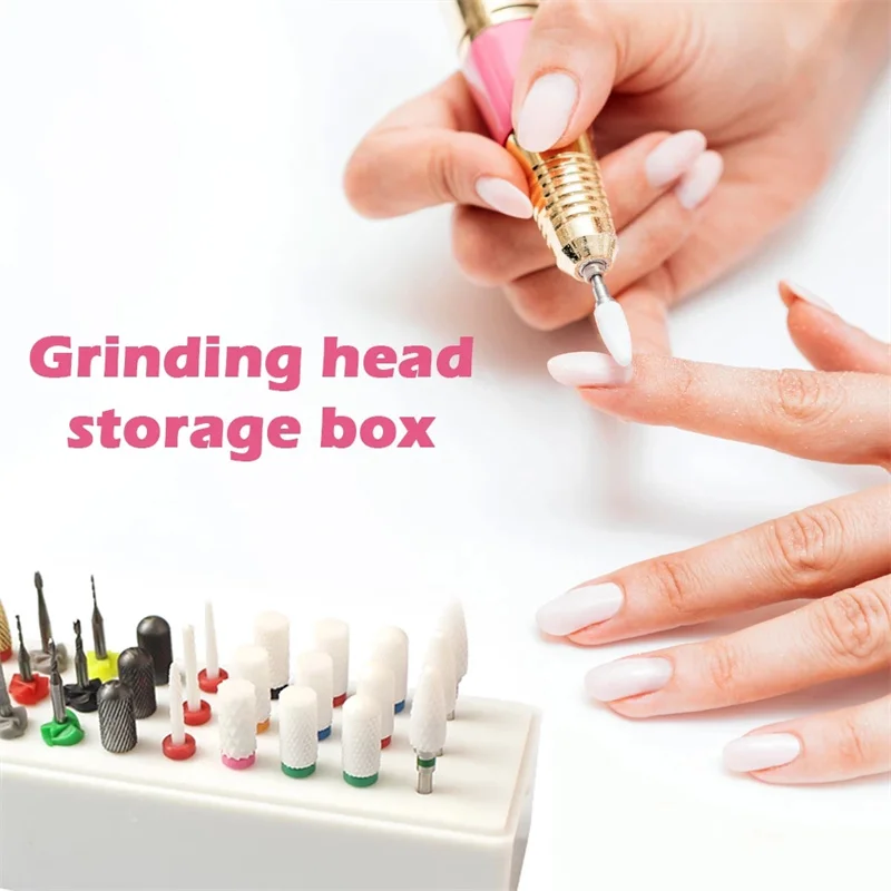 

30 Holes Nail Art Drill Storage Box Nail Drill Bits Holder Stand Display Nail Drill Bits Organizer Manicure Storage Accessories