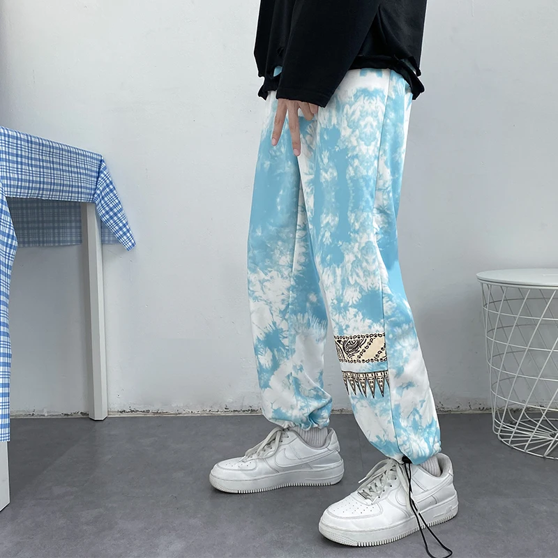 

Men Harem Pants Joggers Printed Drawstring Drop-Crotch Trousers Men 2022 Loose Korean Streetwear Cotton Casual Pants Men