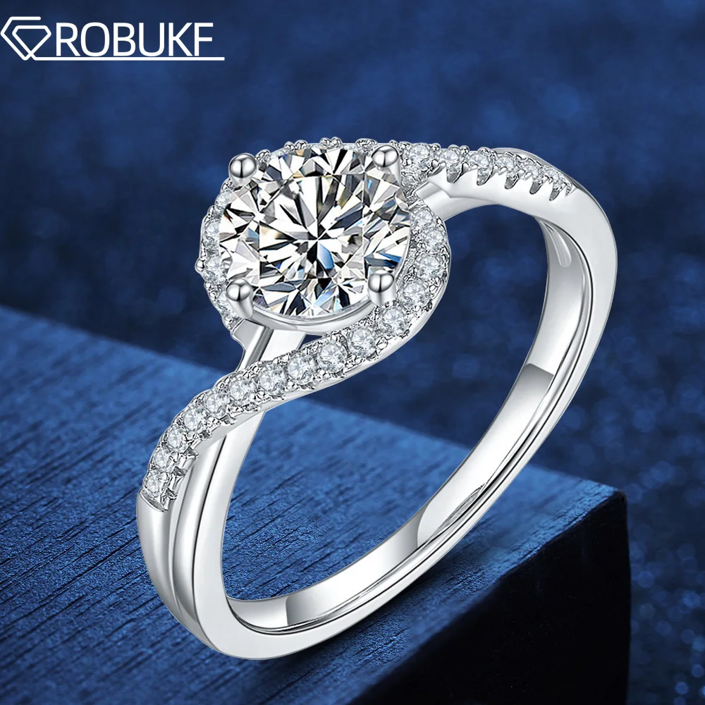 

Moissanite Rings for Women 1CT D Color Lab Created Brilliant Round Cut Diamond S925 Silver 18K Plated Wedding Band Bridal Gifts