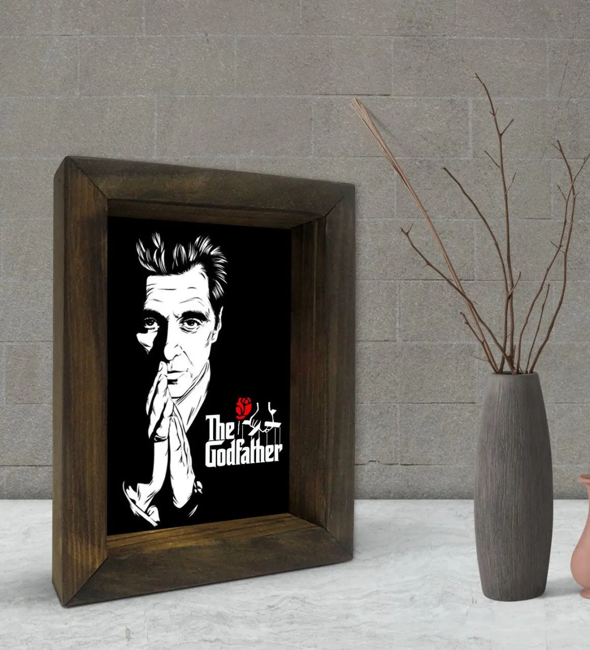 

BK подарок папа крестный дизайн декоративная рама из натурального массива дерева 15x20cm-1