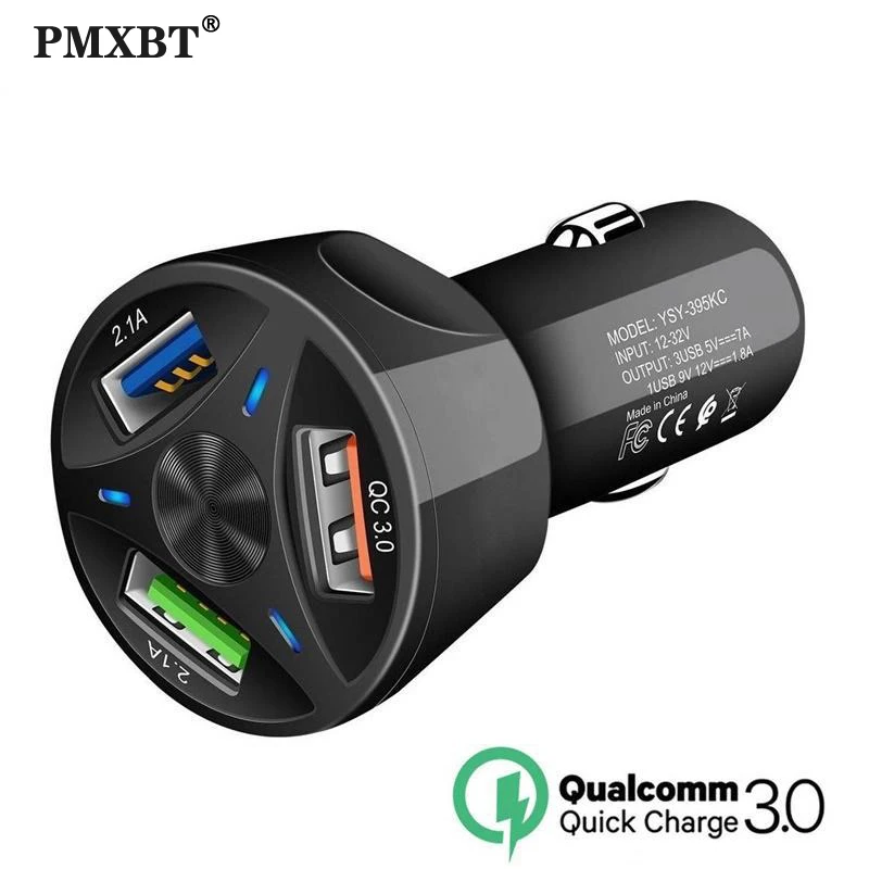 

Car Mobile Phone Charger USB Charge For iPhone 13 Xiaomi Mi 11 Huawei Tablet Fast Charging Car-Charger 4 USB Car Charger Adapter