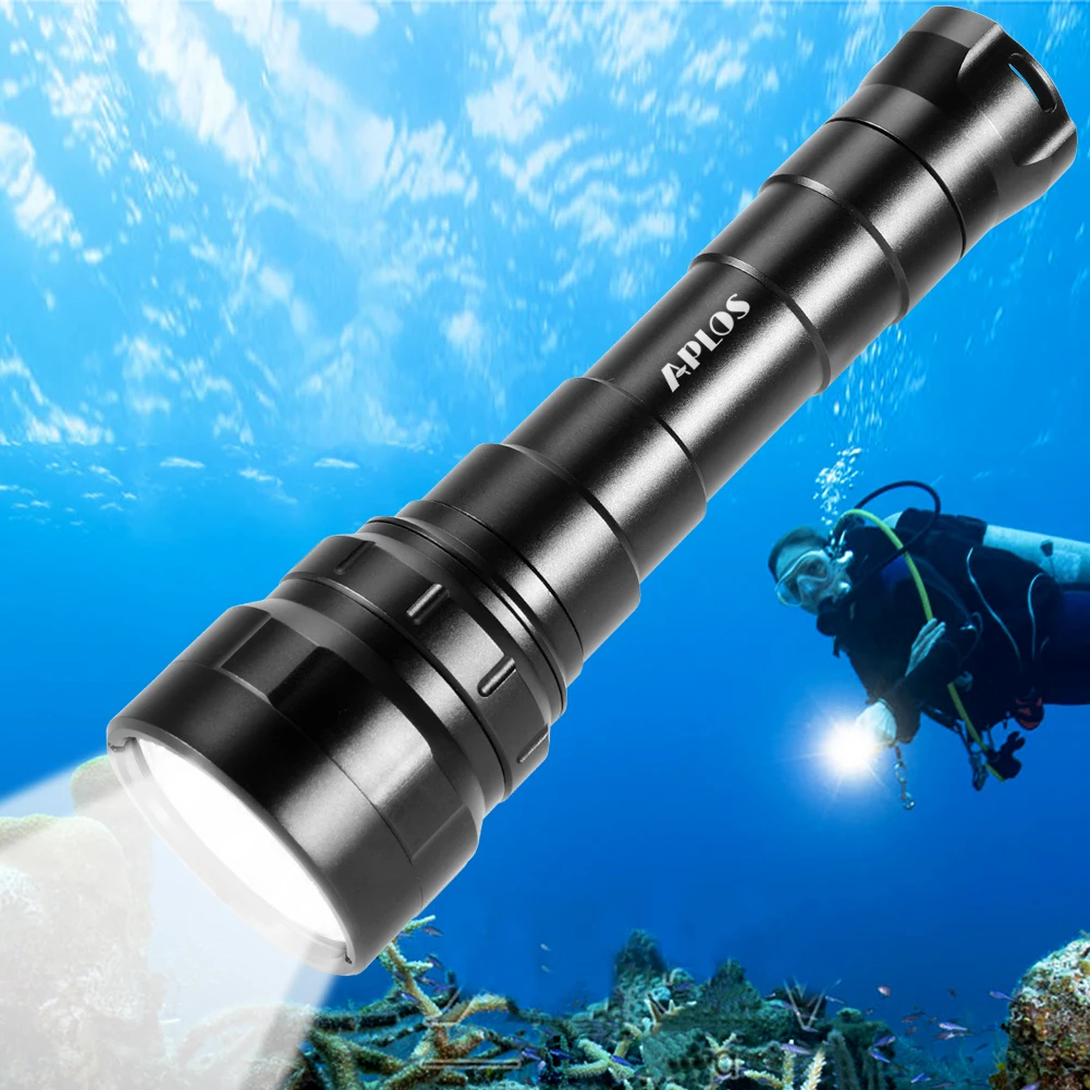 APLOS AP60 6000lm Diving Flashlight 6 XP-L2 6000 Lumen Scuba Dive Light, IPX8 Waterproof Underwater 150m 492ft Professional