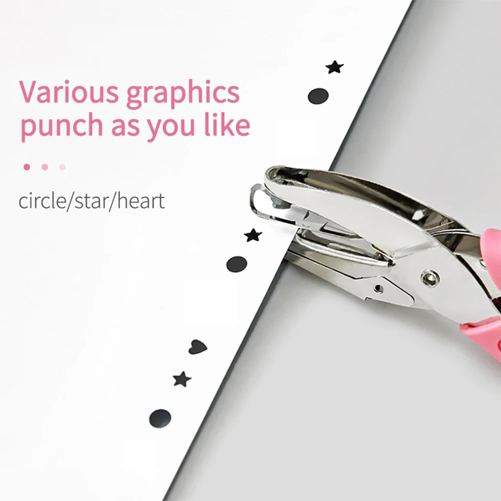 

5/5.5/6mm Hole Puncher Circle/Star/Heart Handle Single 8pcs Paper Hole Punch DIY Loose-Leaf Paper Cutter Scrapbooking Tool