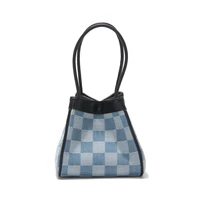 fashion bucket bags women new denim handbags plaid pattern shoulder underarm bags gd89113