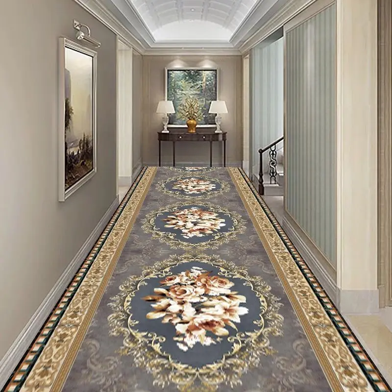 

European Style Aisle Walkway Carpet Hallway Decor Area Rug Luxury Corridor Long Runner Passageway Doorway Floor Mats Non-slip