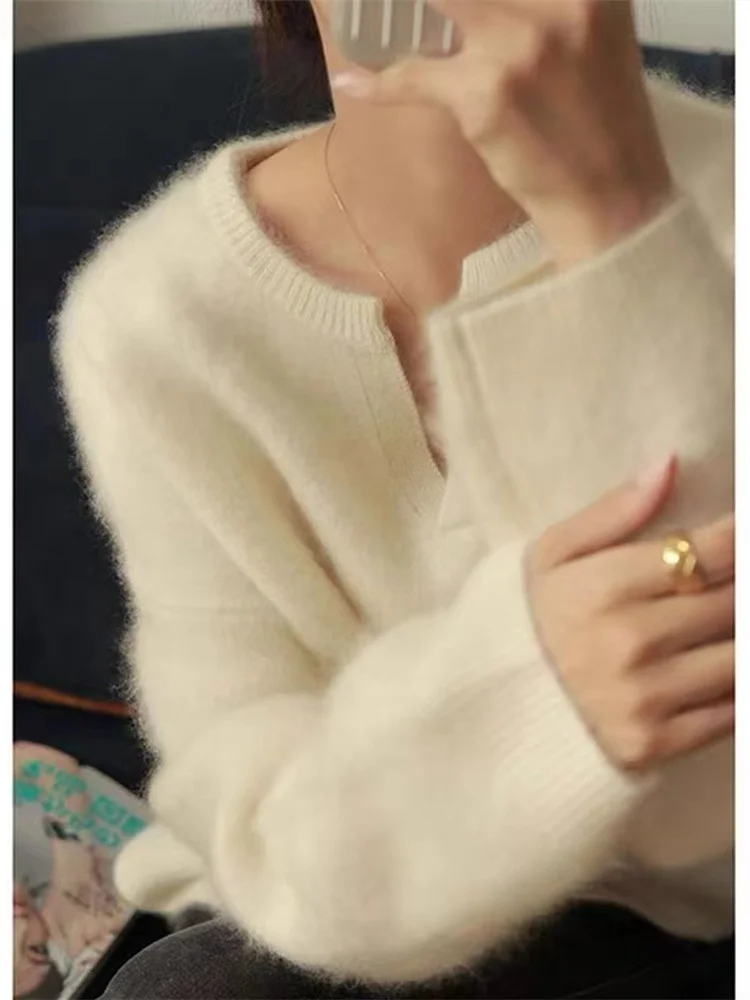 

Зимний женский свитер, вязаный кардиган, свитер оверсайз для девочек, Женский кашемировый пуловер, топы, винтажный Макси-Кардиган с длинным рукавом, Y2k, 2023