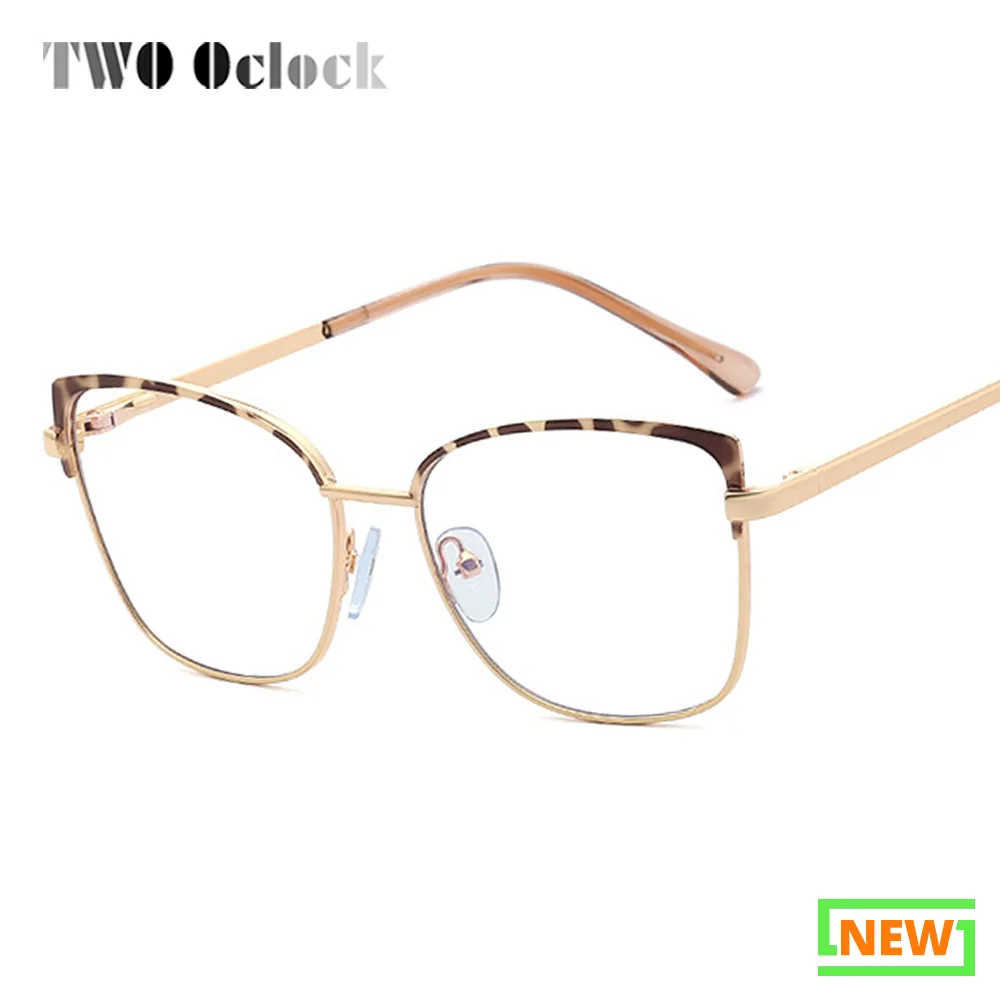 

Модные женские очки с оправой металлические квадратные очки кошачий глаз леопардовые женские очки без класса оправа для очков при близорук...