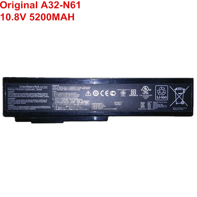 

10.8V 5200MAH Original Laptop Battery A32-N61 For ASUS G50 G51 X64 N61 N61J N61D N61V N61VG N61JA N61JV A32-M50 A33-M50 A32-X64