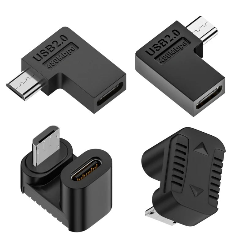 Адаптер Micro USB на C 90 градусов разъем to Type для передачи данных преобразователь