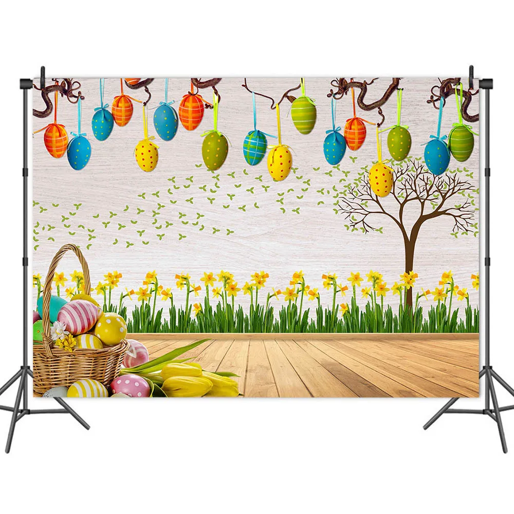 

Spring Happy Easter Eggs Bunny Photocall Rabbit Flower Grass Baby Kids Party Photography Backdrop Backgrounds Photo Studio