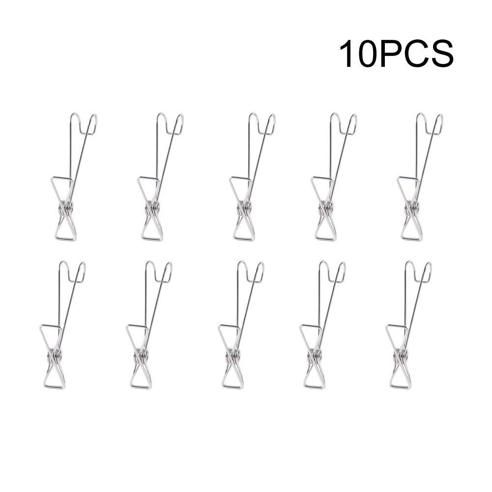 

10pcs Windproof Bedroom Anti Slip Portable Snack Seal Hotel Stainless Steel Laundry Hook Hanging Clip Clothes Peg Towel Holder
