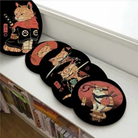 japanese samurai cat nordic printing plush cushion home back cushion soft comfortable 50x50cm chair mat pad