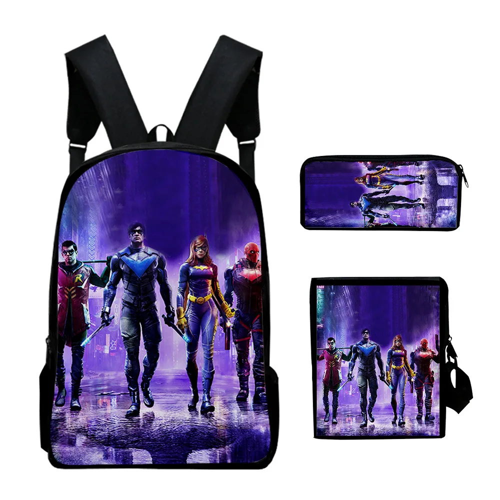 

Gotham Knights 3D Digital Printed Men's and Women's Backpacks Set with Pencil Box Shoulder Bag Fashion Backbags Men