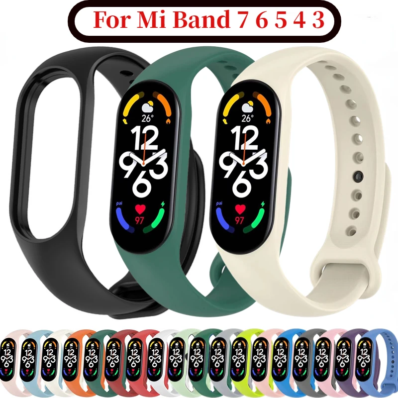 Ремешок силиконовый для Xiaomi Mi Band 7 6 5 4 3, спортивный браслет для mi band 7, аксессуары для Mi Band 6 5 4 3