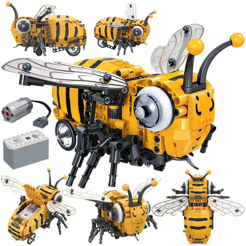 

City Technical Simulated Insect Electric Little Bee Fly 285pcs Building Blocks DIY MOC Model Bricks Toys for Children Gifts
