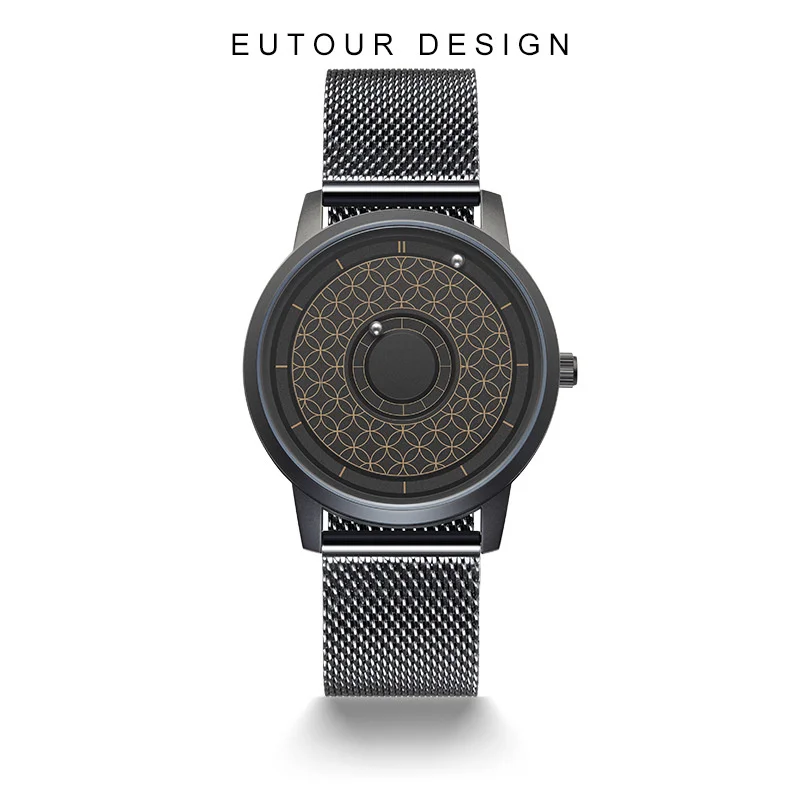 

2023 New Quartz Watch For Men Eutour Original Iron Ball Magnetic Pointer Concept Quartz Unusual Men's Watch Fashion Rubber Strap