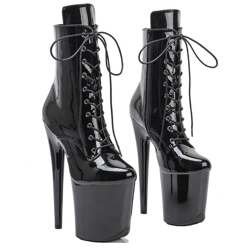 Leecabe Shinny Upper 20CM/8inches Pole dancing shoes High Heel platform Boots closed toe Pole Dance boots