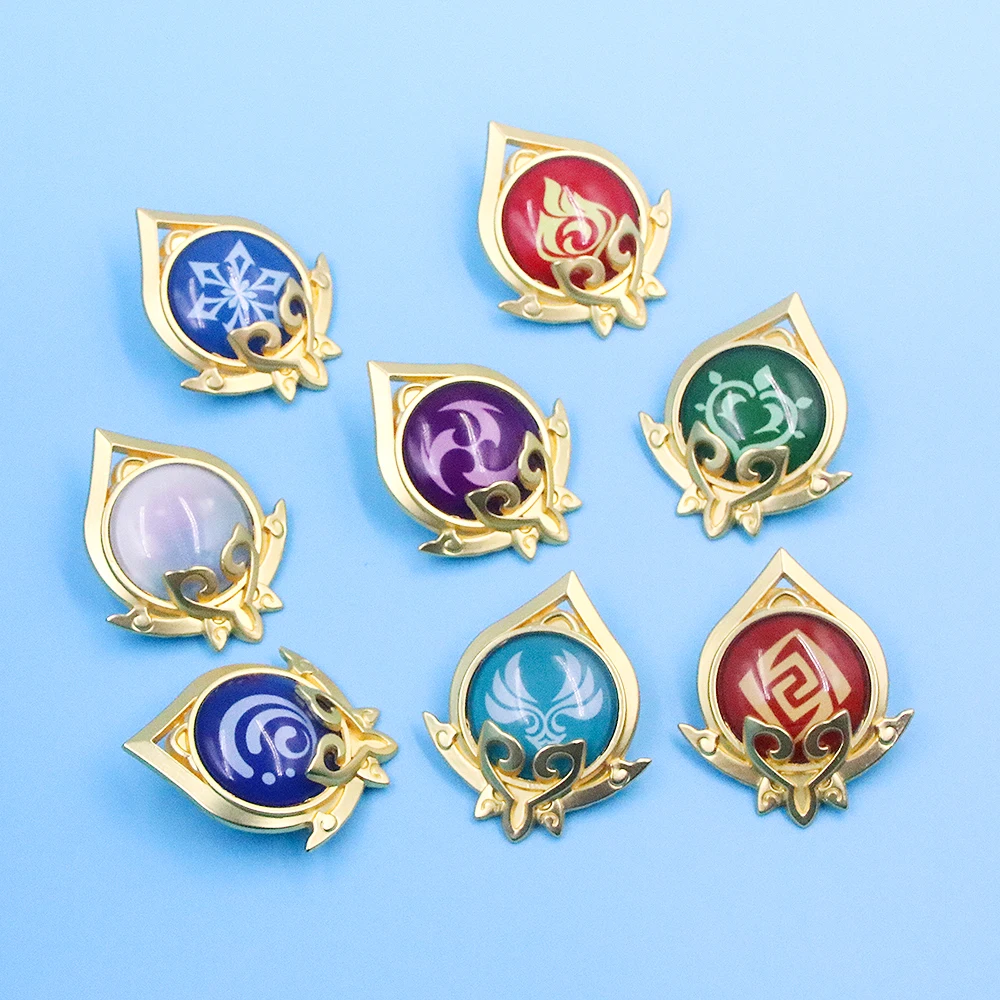 

Game Genshin Impact Element God's Eye Brooch Pin Luminous 7 Element Cosplay Pin Cute Bag Accessories