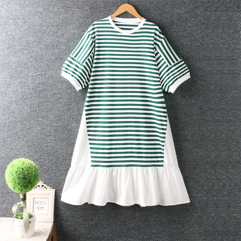 

Летнее платье в полоску с круглым вырезом, женское повседневное короткое платье с коротким рукавом 06AC-017