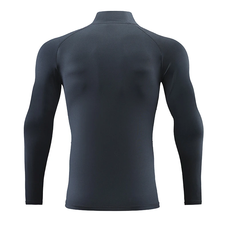 Men's Running Jogger Compression Long Sleeve Tops Skinny Shaper Gym Sweatshirt Quick Dry Fitness Tight Casual Zipper Up T-Shirt