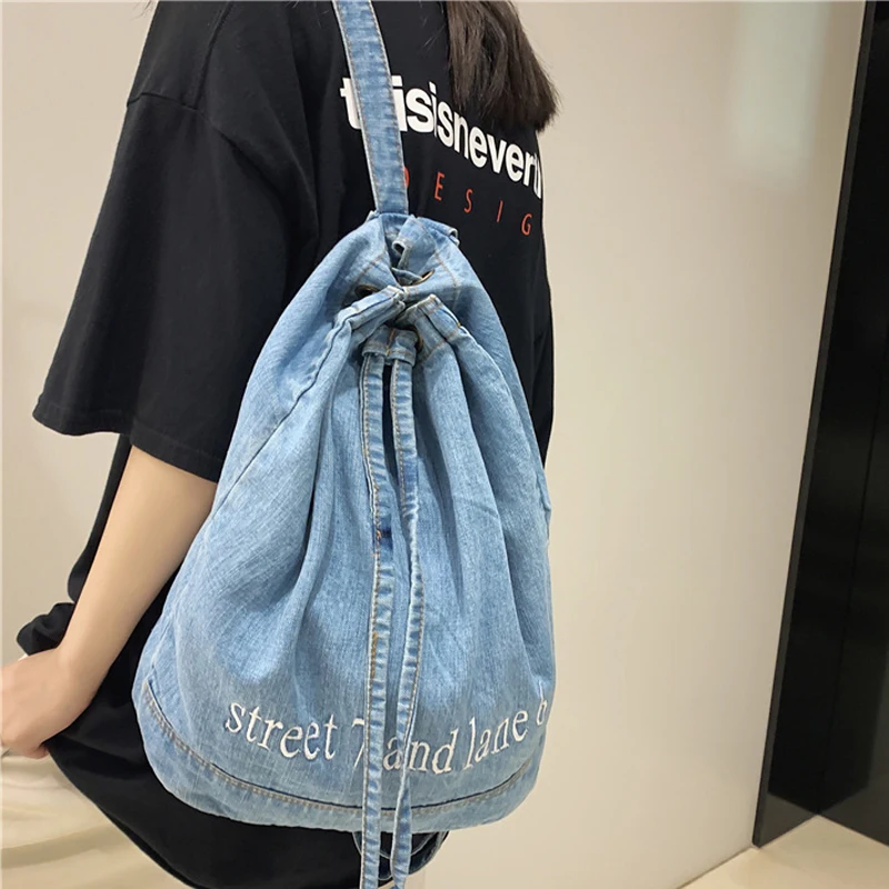 

Female Kawaii Laptop Backpack Fashion New Girls Fabric School Bag College Student Women Backpack Travel Ladies Vintage Denim Bag