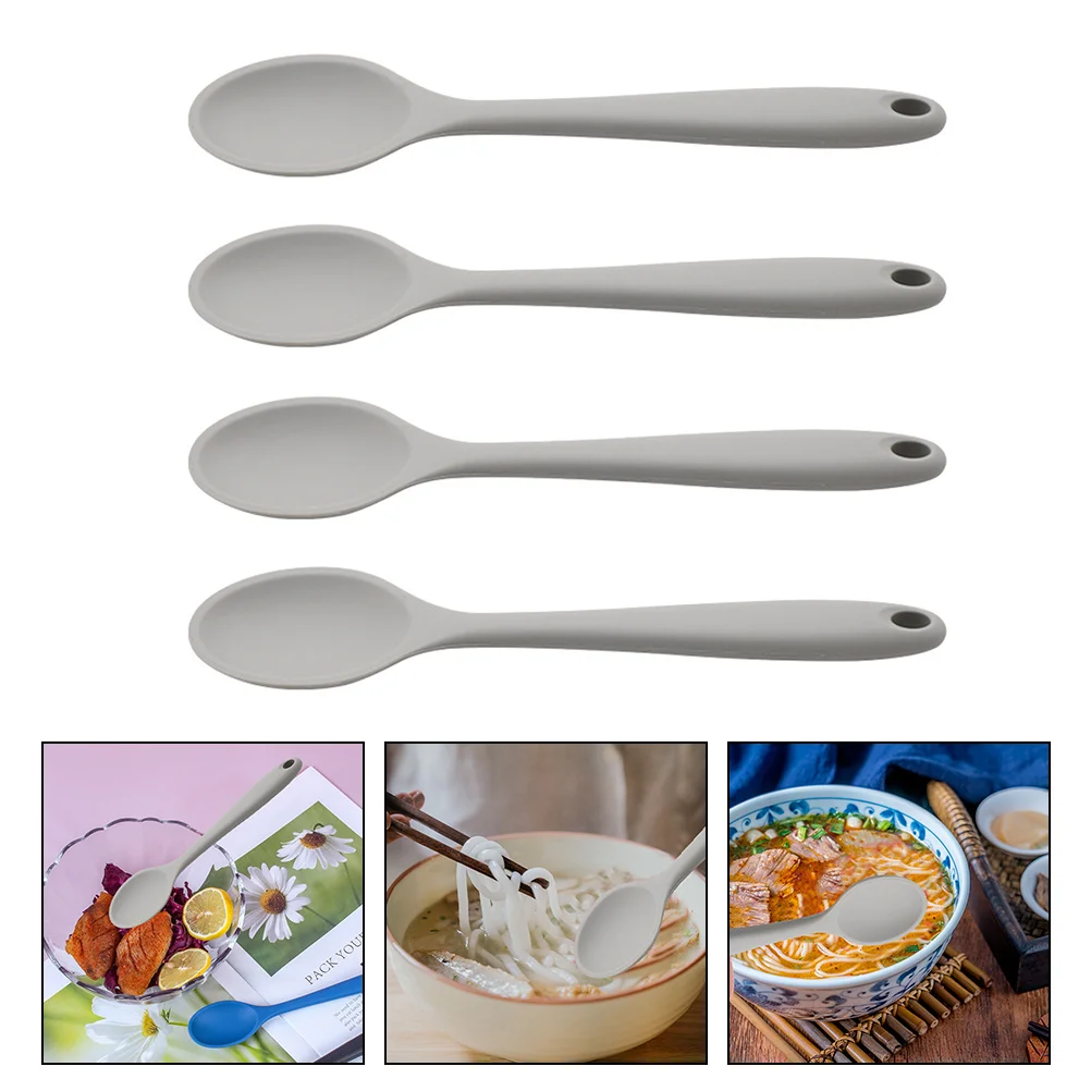 

Spoons Spoon Silicone Mixing Soup Cooking Serving Scoop Rice Stirring Kitchen Honey Dinner Stick Tablespoon Teaspoon Paddle