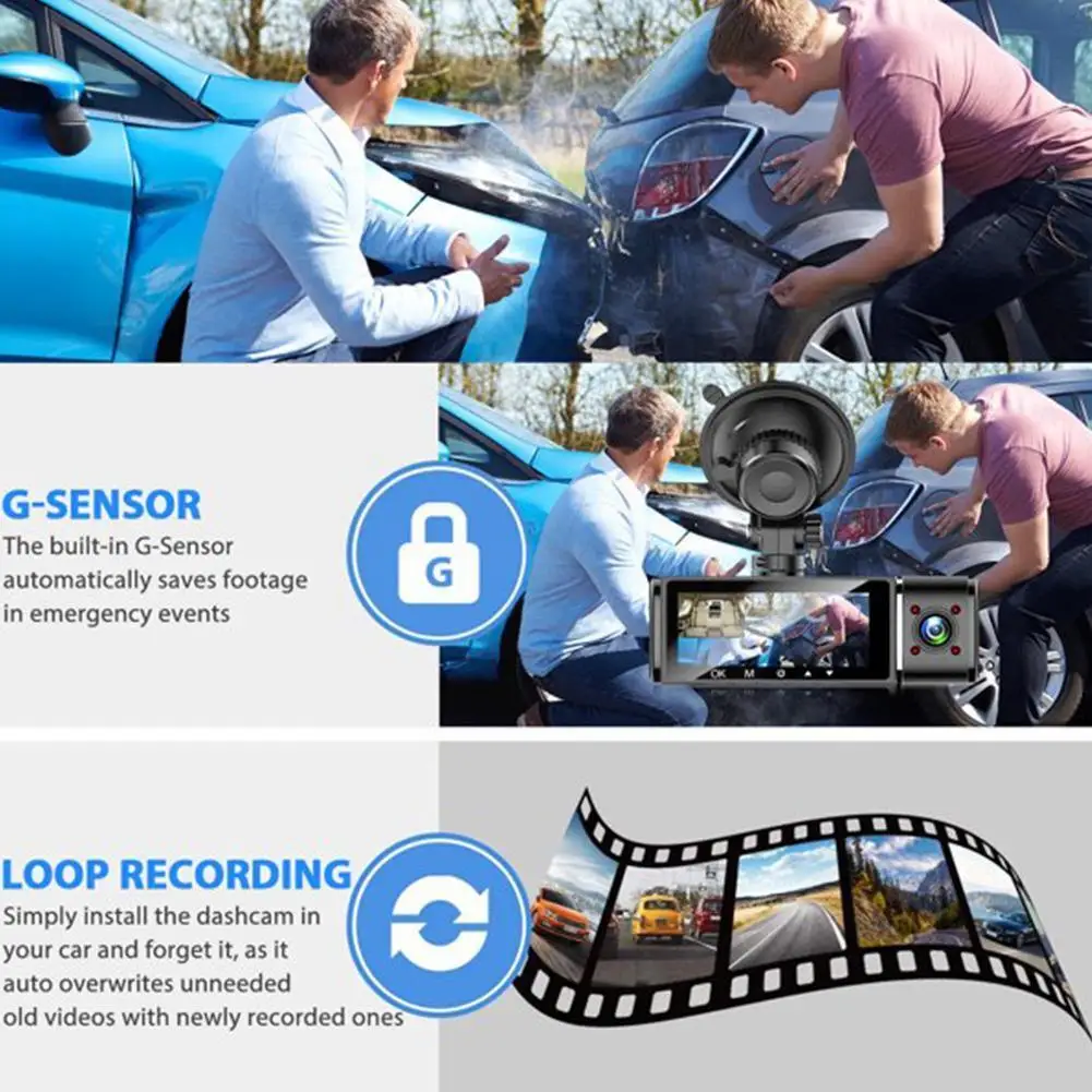 Dual Camera Car Dash Cam Dvr Registrator Full 1080p Video Recorder Front And Inside Cabin For Uber Taxi Drive T2d9 | Автомобили и